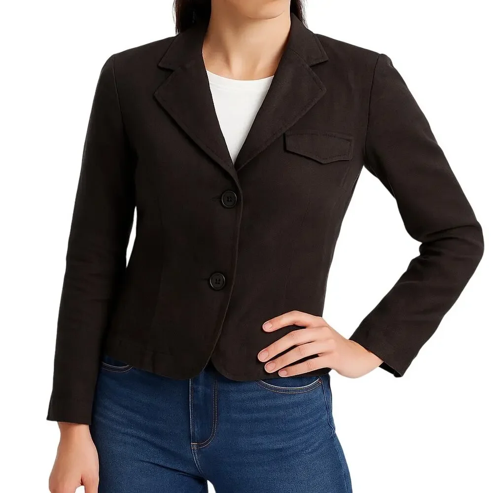 GAP Women’s Black Linen Cotton Blazer Jacket Size 12